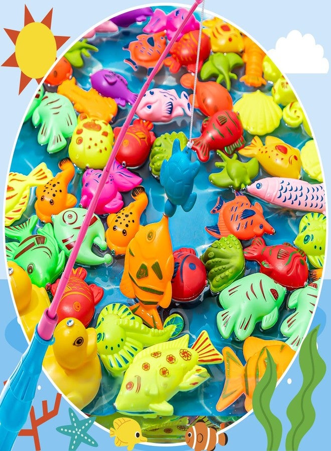 LHSYFBZ 62Pcs Magnetic Fishing Game for Kids, Bathtub Kiddie Party Toy, Plastic Floating Fish with Pole Rod Net, Bath Toys for Kids Ages 4-8 - Image 4